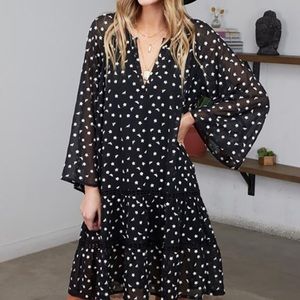 Loves stitch brand new adorable Floral Embroidered Bell Sleeve Mini Dress.